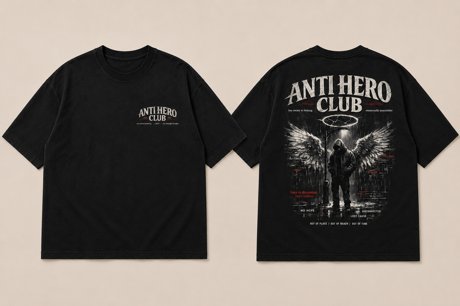 Anti Hero Club Dual Print Oversized Tee